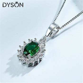 Dyson 925 Sterling Sliver, Náhrdelníky Klastrov Vytvorených Nano Emerald Halo Prívesok Náhrdelníky Pre Ženy S Reťazca Dary, Jemné Šperky
