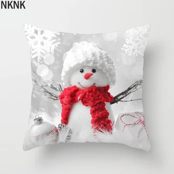 Sigle-obojstranná Tlač Polyester Nordic Dekoratívne Vankúše Hádzať Prípade Vianočné Snehuliak Štvorcový Vankúš Sofa Bed Domova