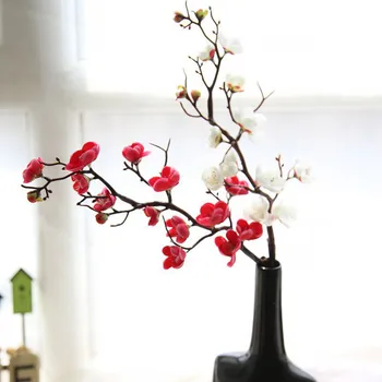 Falošné Hodvábne Kvety Slivky Kytice Domáce Dekorácie Maison Red Cherry Umelé Rastliny flores fleur artificielle Kvety plantas