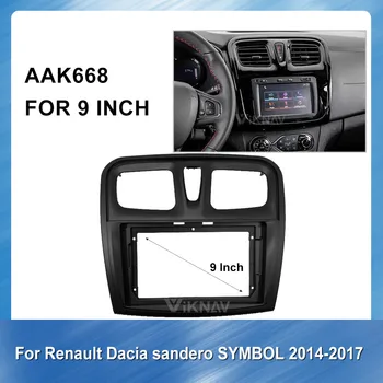 9 Palcový 1-2Din Auto DVD Prehrávač rám Pre Renault Dacia sandero SYMBOL-2017 Panel Palubnej dosky ABS plast Výbava Installation Kit