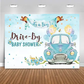 Disk Baby Sprcha Pozadie Modré Kvetinový Chlapčeka Sprcha Party Dekorácie Baby Sprcha Sprievod Sociálne Dištancovanie Pozadie