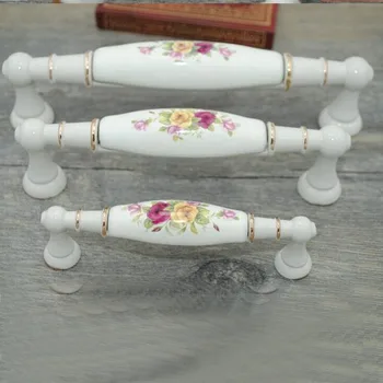 96mm biele zlato bielizníka skrinky kľučky rose keramické skrinka na zásuvky vytiahnuť gombík moderné módne slonoviny biely nábytok rukoväť