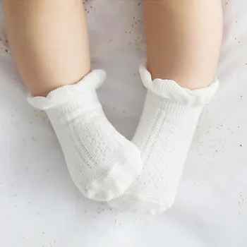 1 pár Jar Novorodenca Dievčatá Chlapci jednofarebné Ponožky Batoľa Detská Deti Bavlna Anti-Slip Ponožky pre 0-4 Rokov CX986039