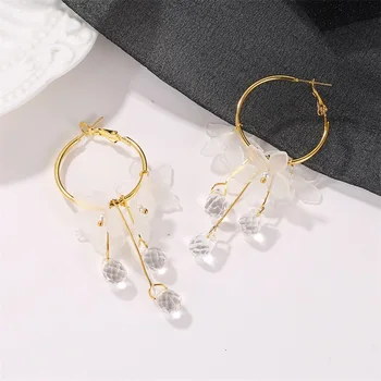 Kórejská verzia nové módne crystal kvetinový náušnice temperament zápas víla ucho nechtov East Gate šperky
