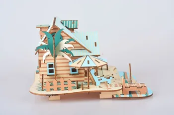 Bali dovolenka dom 3D drevené puzzle Rodič-dieťa interaktívne hračka pre deti, vzdelávacie hračky obrazová skladačka puzzle 3d teen urob si sám