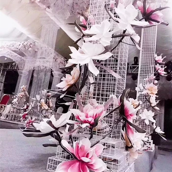 Veľké Umelej Peny Falošné Magnolia Kvetinové Svadobné Dekorácie Pozadí Road Shopping Mall Okne Displeja Domáce Dekorácie