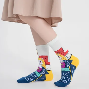 Pôvodný Európsky a Americký Štýl Artist Series Mačka Osobnosti Pár Ponožky Jeseň a v Zime Mužov a Žien Bavlnené Ponožky