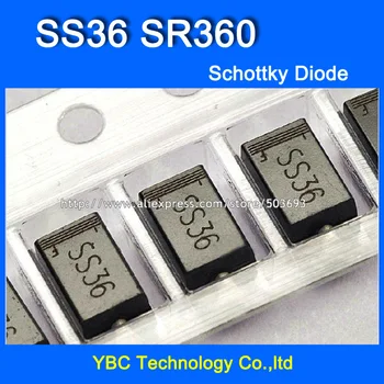 500pcs/veľa SS36 SR360 3A/60V Diódy schottkyho