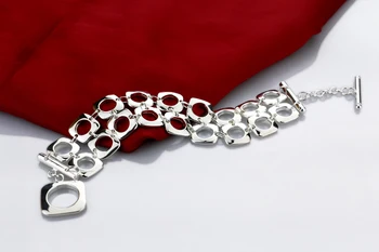Nové Žien 925 Sterling Silver Náramok Geometrický Prvok Originálny Strieborný Ornament Náramok Strany Šperky Darček Pulseira bijoux