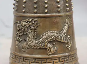 Čína Ľudovej Bronz, Meď Socha Budhizmus Dve Dragon Boh Zvierat Buddha hodiny Bell
