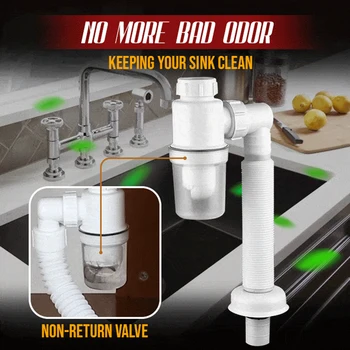 Double Anti-zápach Odvodňovacie Potrubie bez Zápachu Odvodňovacie Potrubie pre Kuchyňu, Kúpeľňu Umývadlo Umývadlo