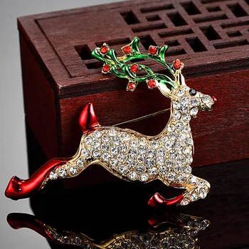 Donia šperky Červená Moose Zvierat Brošňa Smalt Biela Drahokamu Pin Pani Najlepšie Vianočné Šperky Lady Brošňa