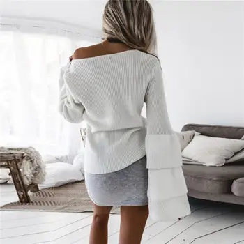 Women Long Sleeve Loose Knitted Sweater Wrap Knitwear Scarf Sweaters