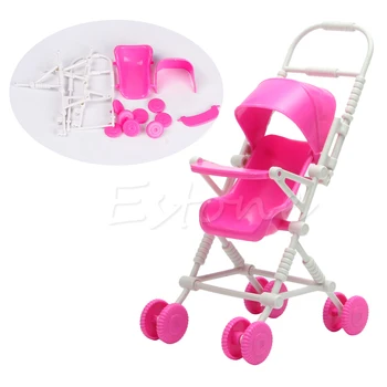 Horúce 1PCS ružová Montáž Baby Kočík Vozíka Škôlky Nábytok, Vozíky Hračky pre Bábiku Barbie Vianočný darček k narodeninám