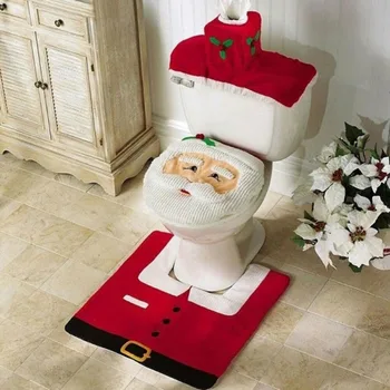 3ks Vianočné Wc Sedadlo & Kryt Santa Claus Kúpeľňa Mat Vianoce Decor Kúpeľňa Santa Kryt Sedadla Wc Koberec Domáce Dekorácie