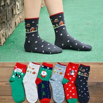 V Zime Teplo Vianoce Zábavu Bavlnené Ponožky Harajuku Santa Snehuliak Jeleň Elk Ženské Umenie Ponožky Vianočné Darčeky Šťastný Bavlnené Ponožky