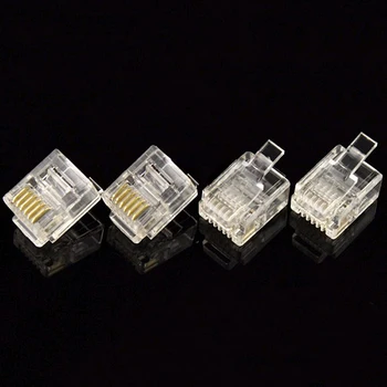 Nové Pozlátené Sieťový Konektor 100KS Crystal Head RJ12 6P6C Modulárny Konektor wholesales