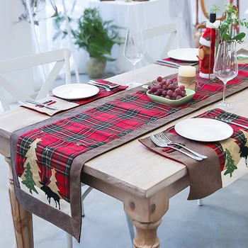 Vianočný Stôl Runner Z Imitácie Bielizeň Obrus Stolové Prestieranie Jedálenský Stôl Vlajka Vianoce, Nový Rok, Vianoce Domov Dekorácie