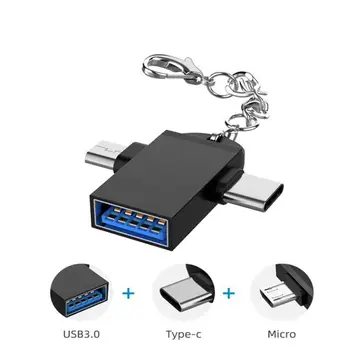 2 V 1 OTG Adaptér Prevodník Typ-C Micro USB Samec na USB 3.1 Žena Pre Android Telefón, Notebook PC pre Xiao Samsung Huawei