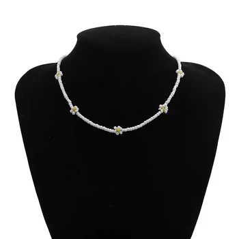Farebné ručne korálkové daisy náhrdelník väzbe kvet geometrické náhrdelník žena Choker Šperky pre Ženy, Darčeky Bijoux