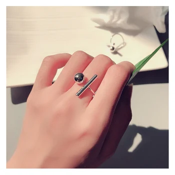S925 strieborný prsteň Jednoduché osobnosti Krásne Sladké Japonsko a Južná Kórea štýl, vysokú kvalitu temperament lady Loptu držať krúžky