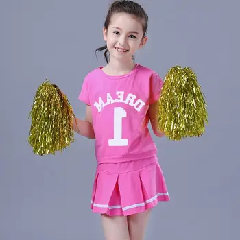 SONGYUEXIA Dievčenské Cheerleading Dancewear Zobraziť Oblečenie Kostým 110-160 cm rose/biela farba pre dieťa
