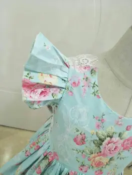 Bez rukávov svadobné dievčatá guľové šaty letné kvetina tlače čipky šaty detské narodeninové party šaty boutique šaty [Yelaumoky]