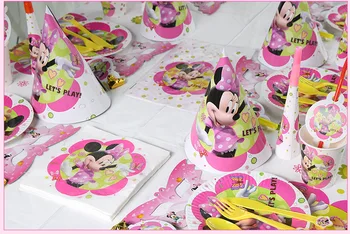 132pcs/set Minnie Mouse Film Detská Narodeninová Párty Dekorácie Deti Dievča Strana navrhne Strana Jednorázový Riad Nastaviť