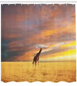 Žirafa Sprchový Záves African Wildlife Tlače pre Kúpeľňa