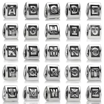 BaoFu Nové 925 Sterling Silver Písmeno A-Z Retro Pearl Trojuholník Kúzlo Vhodné Pre Hada Reťazca Náramok DIY Šperky