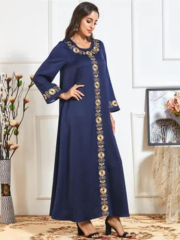 Ženy, Plus Veľkosti výšivky Abaya Jilbab Moslimských Maxi Šaty Bežné Kaftan Dlhé Šaty Islamskej Kaftane Eid Abaya arabčina Vestid