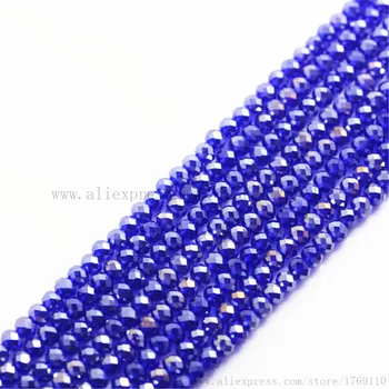 Isywaka Deep Blue AB Farba 1800pcs 2 mm Rondelle Rakúsko tvárou Krištáľové Sklenené Korálky Voľné Dištančné Kolo Guľôčok pre Šperky Robiť