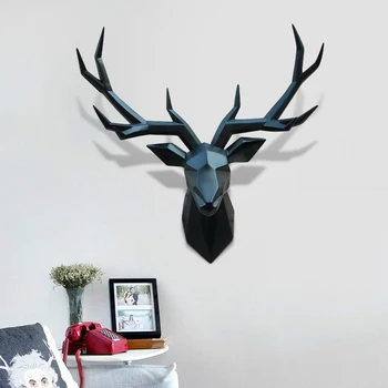 3D Jeleň Socha Domova 50x49x20cm Stene Visí Sochy, Dekorácie, Doplnky Obývacia Izba Elk Abstraktné Sochárstvo Vianoce