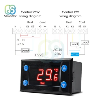 W1211 110V 220VAC Digitálny LED Regulátor Teploty Pre Inkubátor Chladenie Vykurovanie Spínač, Termostat Thermoregulator NTC Snímača