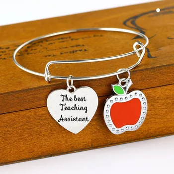12PC/Veľa Najlepšie Učenie Asistent Kúzlo Náramok Láska Srdce Apple Učiteľ Náramky Šperky Ženy Muži Učiteľov, Prívesky, Darčeky