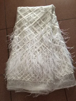 Luxusný biely Afriky Čipky Textílie s flitrami Pekná francúzska Guipure tylu Čipky Textílie s 3d pierko Vysokej kvality pre svadbu