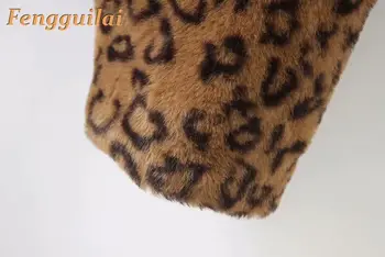 2019 Leopard Nové Módne Krátke Umelú kožušinu Teplý Kabát Vianočné Dovolenku Sexy Celebrity Club Sexy Ženy, Ročník kožuchy