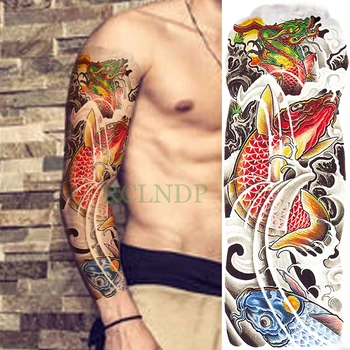 Nepremokavé Dočasné Tetovanie Nálepky ryby v pohode drak plný rameno falošné tatto flash tetovanie rukáv veľká veľkosť tatouage pre mužov, ženy lady
