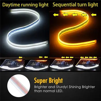 12 V Auto Styling DRL LED Svetlá pre Denné svietenie Príslušenstvo Flexibilné Brzdy Sprievodca Pásy Svetlometov Automatické Deň Čas Tečie Lampy