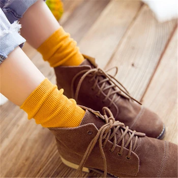 Japonský Kórea Vysokej Školy Dievčatá Vysoké Ponožky Voľné Tuhé Farby Dvojitej Ihly, Pletacie Bavlna Dlhé Ponožky Ženy Dropship