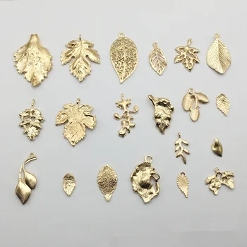 50pcs duté listy petal dizajn kovové gombíky Flatback Zlaté Svadobné Svadobné Dodávky prívesok DIY Šperky, Doplnky, Veľkoobchod