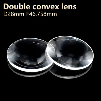 Dvojité konvexné šošovky zväčšovacieho skla Fyzickej optika šošovky okulára ďalekohľadu DIY projektor Optické experiment D28mm F46.758mm