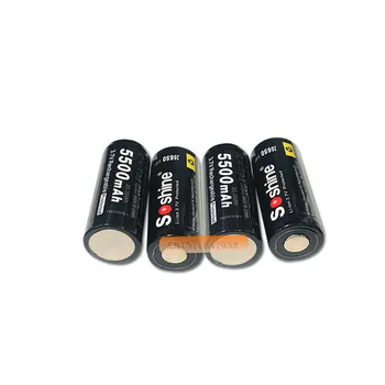 4pcs Soshine 26650 Batérie 5500mAh 3,7 V 26650 Chránené Nabíjateľná Li-ion Batérie Bunky PCB 26650 kontakty batérie