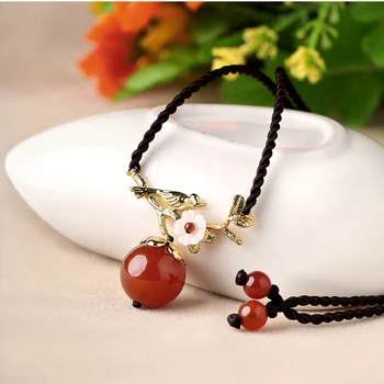Clavicle reťazca achát ornament etnický štýl krátke žena červená prívesok žien náhrdelník Šperky clavicle reťazca