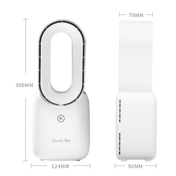 Prenosný Mini Chladiaci Ventilátor Bladeless Ploche Fanúšikov USB Nabíjateľné Led Svetlo pre Priaznivcov Office Home Biela