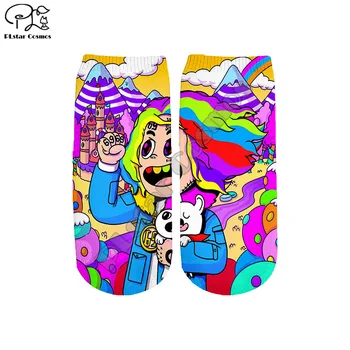 Drop shipping Rapper Tekashi69 6ix9ine Hiphop NewFashion Muži Ženy Loď Bavlna Krátke ponožky Zábavné Harajuku 3DPrint Členkové Ponožky A1