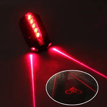 2 Laser+5 LED Zadné Koleso Bicykla Chvost Svetelný Lúč Bezpečnostné Výstražné Červené svetlo 4 blikajúce model Noc Bezpečnostné Upozornenie Bike Príslušenstvo