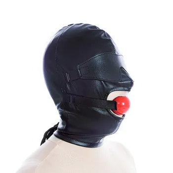 Čierna Odnímateľná Očná Maska Úst Loptu Full-Inclusive Pokrývky Hlavy, Maska Kožené Masku Na Tvár Otroctva Nastaviteľné Dospelých Hry Flirt Nástroje.