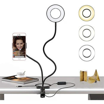 Univerzálny Flexibilný Mobilný Telefón Majiteľa s Selfie Krúžok Svetlo Lenivý Držiak Stolná Lampa LED Svetlo pre Živé vysielanie Úrad Kuchyňa