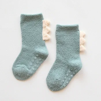 Zimné Dojčenskej Non-slip Ponožky Coral Velvet Novorodenca Ponožky Roztomilý Kreslený Dinosaura Batoľa Ponožky Deti Deti Teplé Podlahy Ponožky